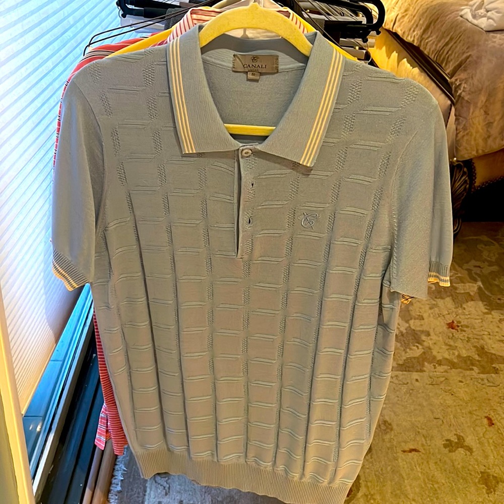 Mens shirt baby blue canali brand